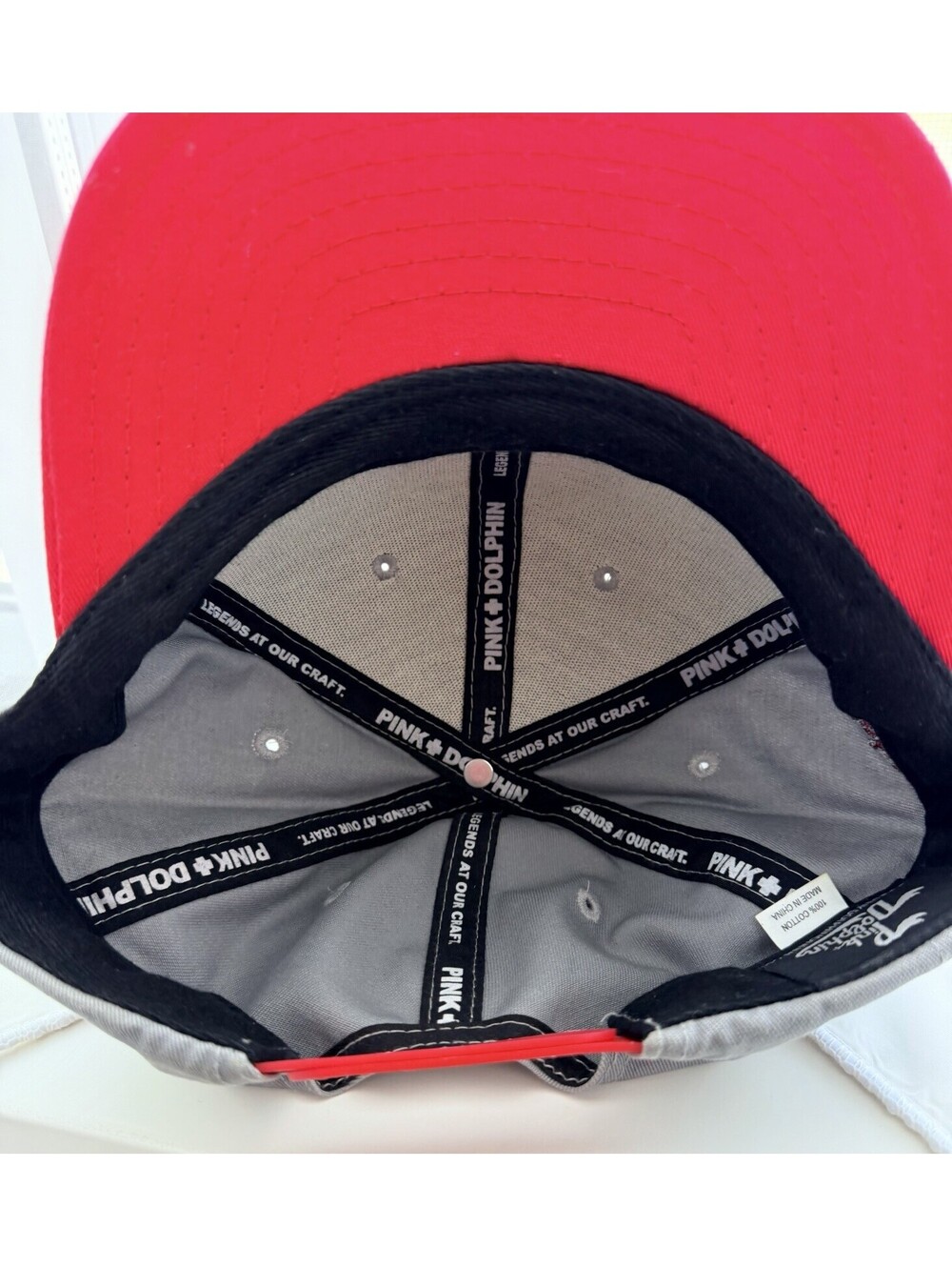Pink Dolphin Diver Helmet Snapback Hat Gray Red Flat Bill Adjustable Cap - Picture 4 of 6